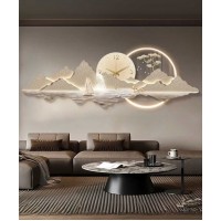Living Room Decoration With Led Light And Clock & Acrylic